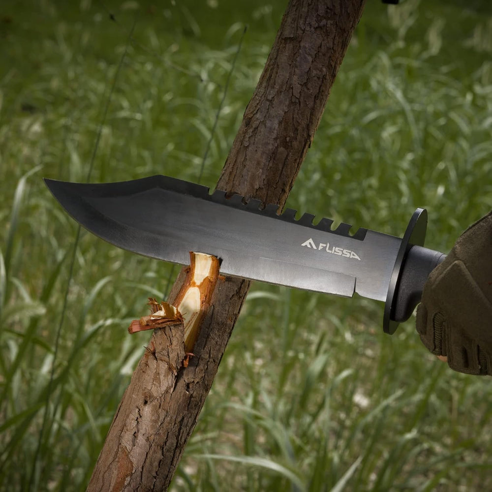 Cuchillo Montañista Flissa Tactical Bowie Knife con Pedernal y Afilador