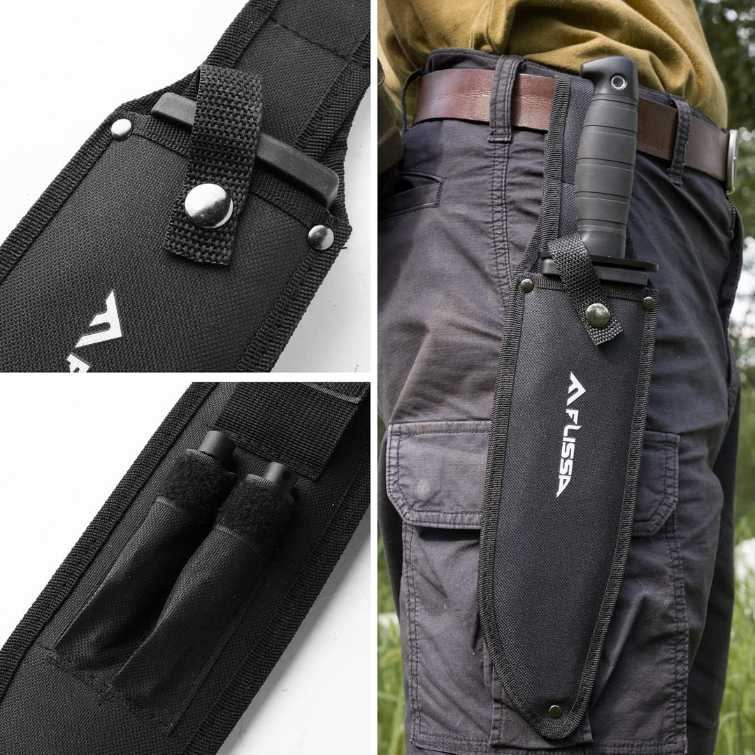 Cuchillo Montañista Flissa Tactical Bowie Knife con Pedernal y Afilador
