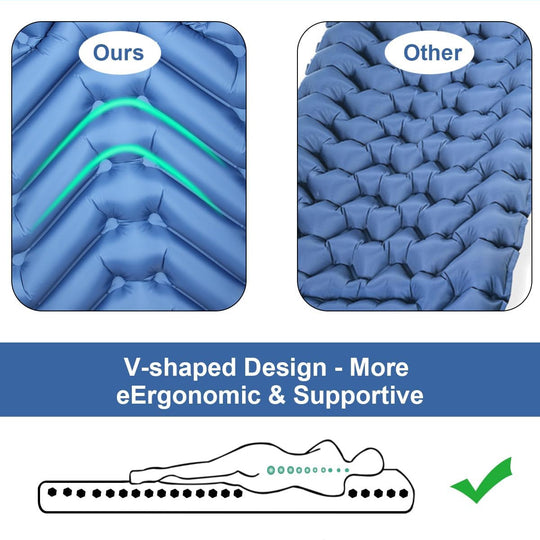 Colchón Inflable para Camping Individual con Almohadilla - Ligero y Compacto