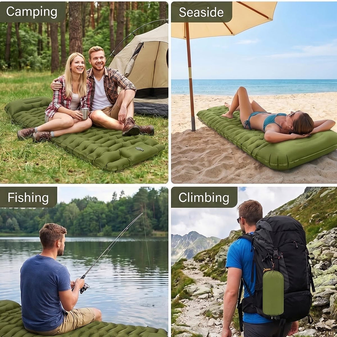 Colchón Inflable para Camping Individual con Almohadilla - Ligero y Compacto