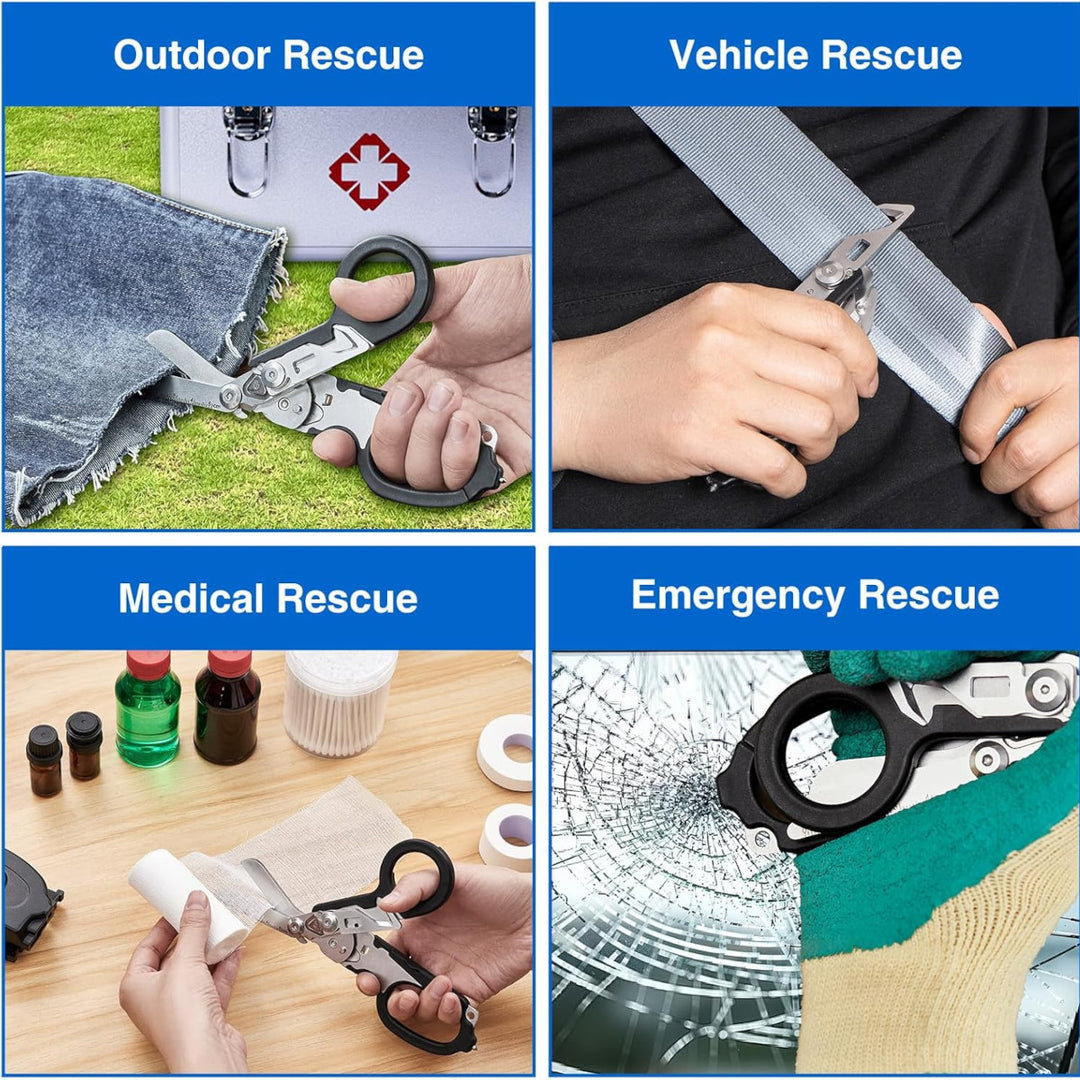 Tijera Táctica para Emergencias Plegable, con Funda para Cinturón