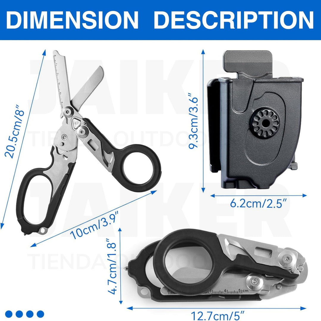 Tijera Táctica para Emergencias Plegable, con Funda para Cinturón