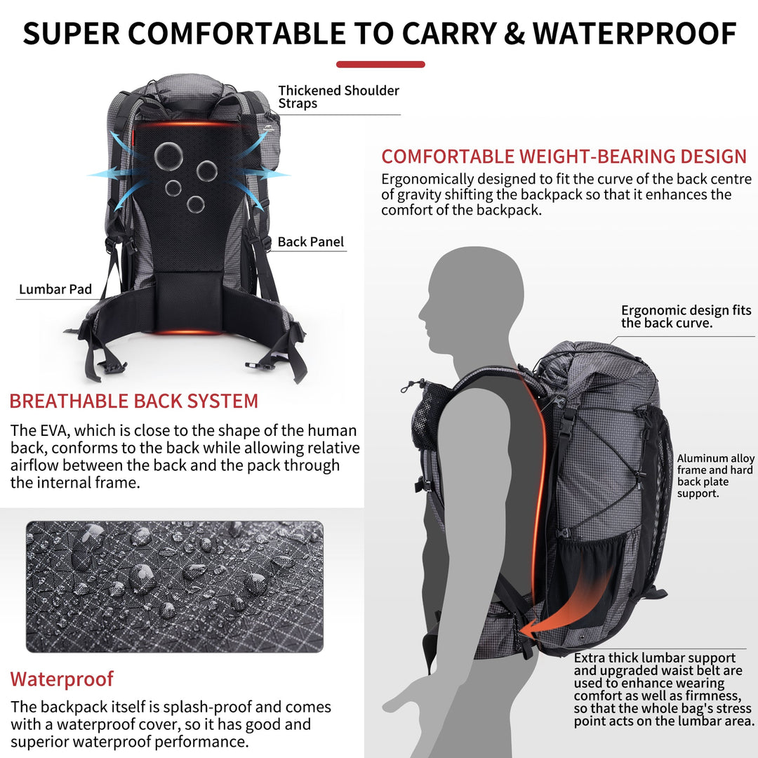 Mochila Naturehike Rock Hiking de 40+5L para Montañismo y Camping