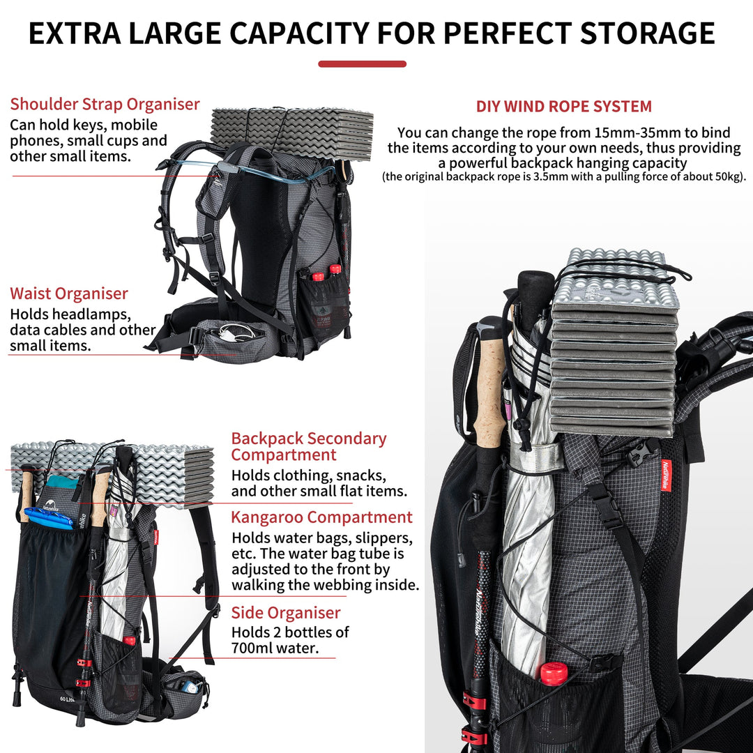 Mochila Naturehike Rock Hiking de 40+5L para Montañismo y Camping