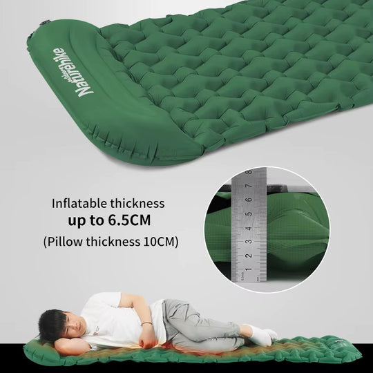 Colchón Inflable Naturehike Individual con Bomba a Pie y Cabecera