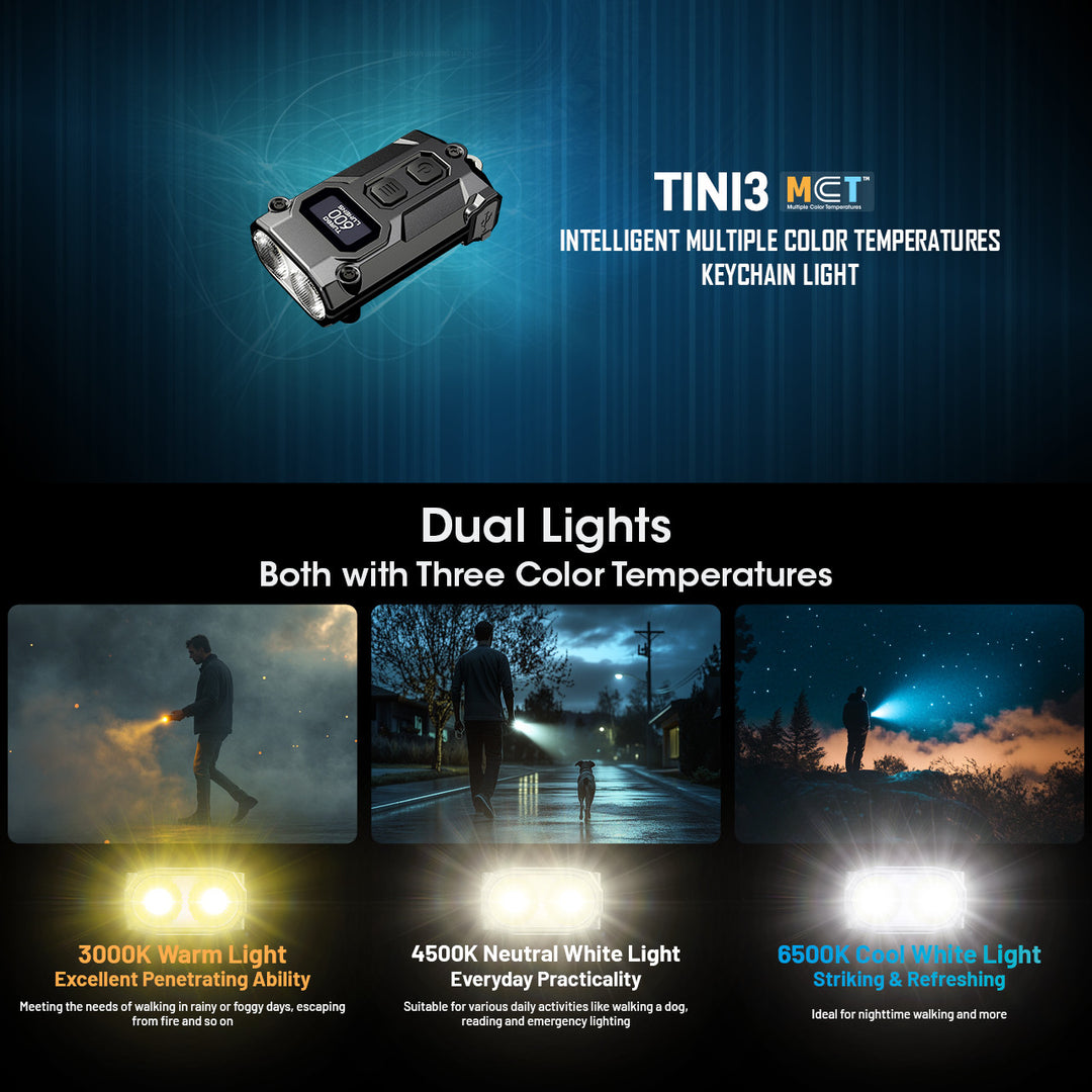 Linterna de Llavero Nitecore TINI3 600 Lúmenes, Recargable