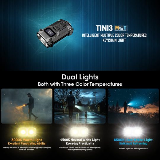 Linterna de Llavero Nitecore TINI3 600 Lúmenes, Recargable