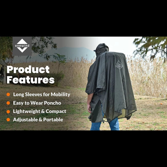 Poncho para Lluvia Onewind Rain Poncho Ultralight para Camping y Hiking