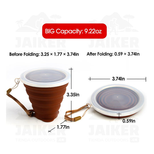 Taza de Silicón para Bebidas Retráctil con Tapa para Camping